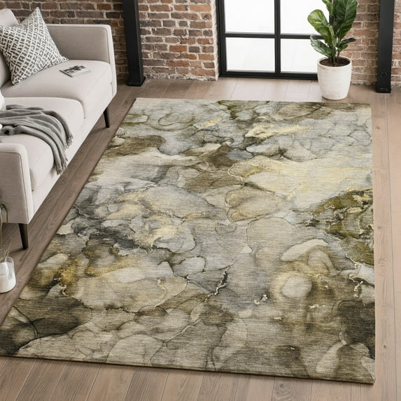 Addison Rugs Mayfield Premium Machine Washable Transitional Abstract Pewter Rectangle Rug, 10' x 14'