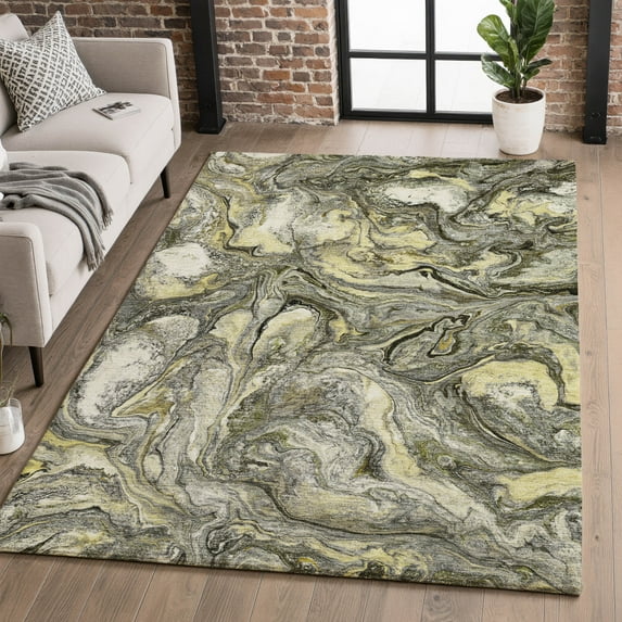 Addison Rugs Mayfield Premium Machine Washable Transitional Abstract Pewter Rectangle Rug, 10' x 14'