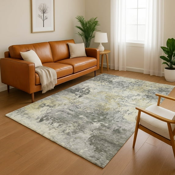 Addison Rugs Mayfield Premium Machine Washable Transitional Abstract Pewter Rectangle Rug, 10' x 14'
