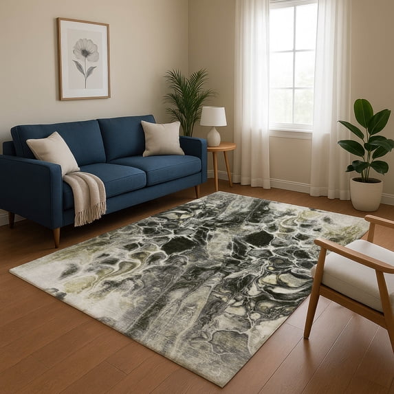 Addison Rugs Mayfield Premium Machine Washable Transitional Abstract Pewter Rectangle Rug, 2'6" x 3'10"