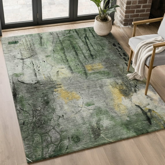 Addison Rugs Mayfield Premium Machine Washable Transitional Abstract Pewter Rectangle Rug, 3' x 5'