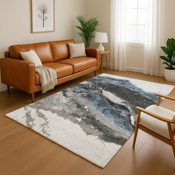 Addison Rugs Mayfield Premium Machine Washable Transitional Abstract Pewter Rectangle Rug, 3' X 5' Machine Washable Transitional Abstract Pewter Oversized Sherpa Throw Blanket