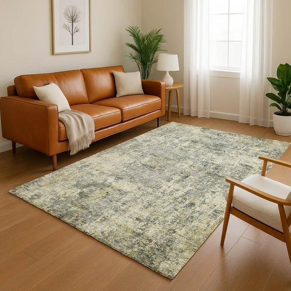 Addison Rugs Mayfield Premium Machine Washable Transitional Abstract Pewter Rectangle Rug, 3' x 5'