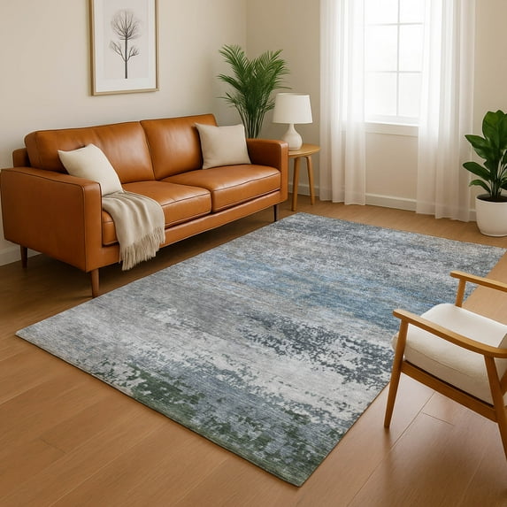 Addison Rugs Mayfield Premium Machine Washable Transitional Abstract Pewter Rectangle Rug, 9' x 12'