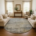 thumbnail image 1 of Addison Rugs Mayfield Premium Machine Washable Transitional Abstract Pewter Round Rug, 8' x 8', 1 of 6