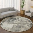 thumbnail image 1 of Addison Rugs Mayfield Premium Machine Washable Transitional Abstract Pewter Round Rug, 8' x 8', 1 of 6