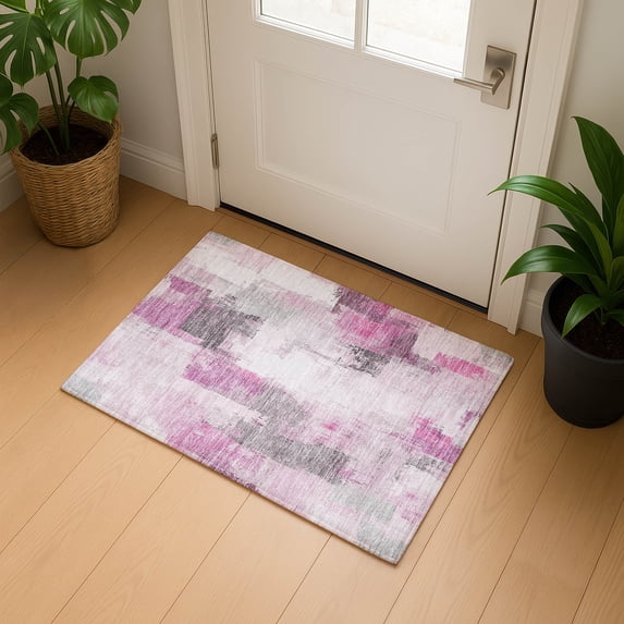 Addison Rugs Mayfield Premium Machine Washable Transitional Abstract Pink Rectangle Rug, 1'8" x 2'6"