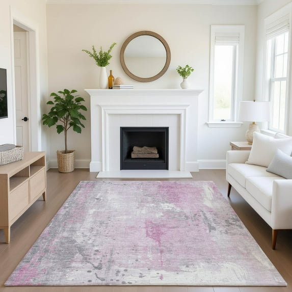 Addison Rugs Mayfield Premium Machine Washable Transitional Abstract Pink Rectangle Rug, 2'6" x 3'10"