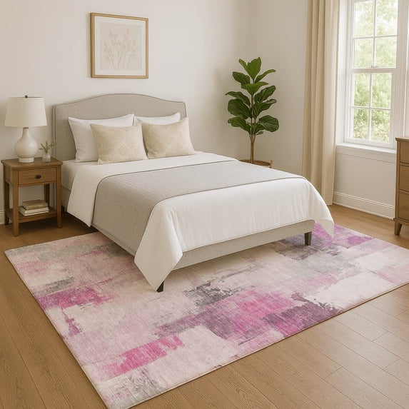 Addison Rugs Mayfield Premium Machine Washable Transitional Abstract Pink Rectangle Rug, 2'6" x 3'10"