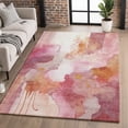 thumbnail image 1 of Addison Rugs Mayfield Premium Machine Washable Transitional Abstract Pink Rectangle Rug, 3' X 5' Machine Washable Transitional Abstract Pink Oversized Sherpa Throw Blanket, 1 of 6