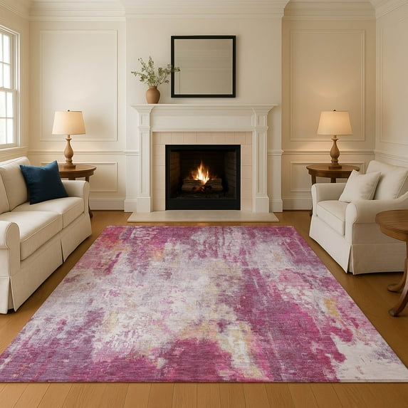Addison Rugs Mayfield Premium Machine Washable Transitional Abstract Pink Rectangle Rug, 5' x 7'6"