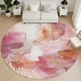 thumbnail image 1 of Addison Rugs Mayfield Premium Machine Washable Transitional Abstract Pink Round Rug, 8' X 8' Machine Washable Transitional Abstract Pink Oversized Sherpa Throw Blanket, 1 of 6