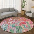thumbnail image 1 of Addison Rugs Mayfield Premium Machine Washable Transitional Abstract Pink Round Rug, 8' x 8', 1 of 6