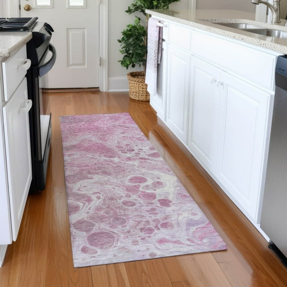 Addison Rugs Mayfield Premium Machine Washable Transitional Abstract Pink Runner Rug, 2'3" X 7'6" Machine Washable Transitional Abstract Pink Oversized Sherpa Throw Blanket