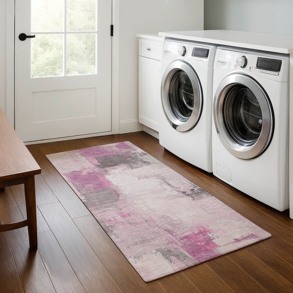 Addison Rugs Mayfield Premium Machine Washable Transitional Abstract Pink Runner Rug, 2'3" x 7'6"