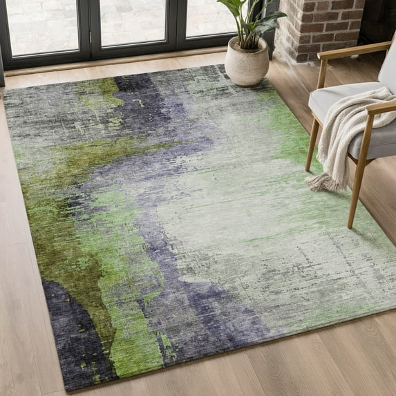 Addison Rugs Mayfield Premium Machine Washable Transitional Abstract Plum Rectangle Rug, 9' x 12'