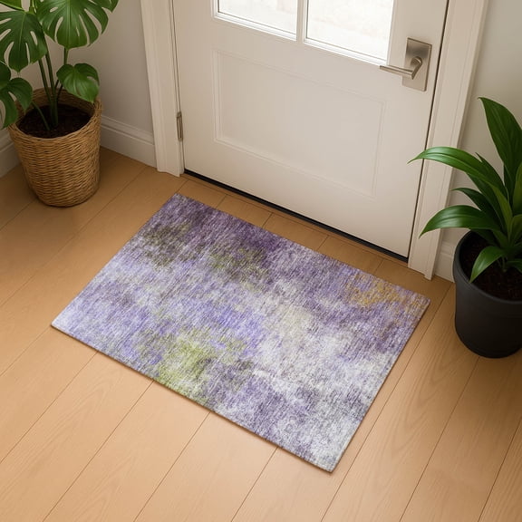 Addison Rugs Mayfield Premium Machine Washable Transitional Abstract Purple Rectangle Rug, 1'8" x 2'6"