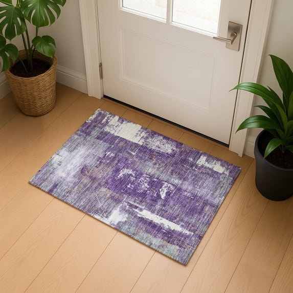 Addison Rugs Mayfield Premium Machine Washable Transitional Abstract Purple Rectangle Rug, 1'8" x 2'6"