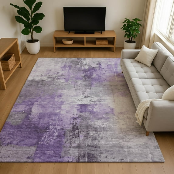 Addison Rugs Mayfield Premium Machine Washable Transitional Abstract Purple Rectangle Rug, 10' X 14' Machine Washable Transitional Abstract Purple Oversized Sherpa Throw Blanket