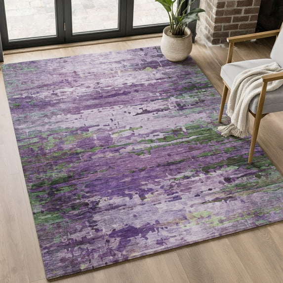 Addison Rugs Mayfield Premium Machine Washable Transitional Abstract Purple Rectangle Rug, 10' x 14'
