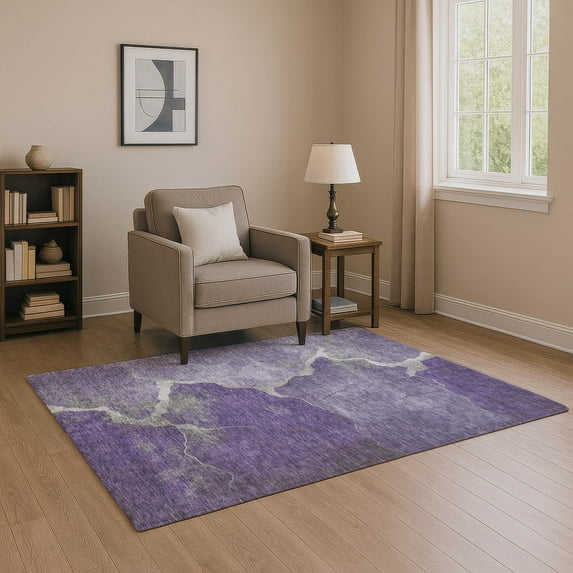 Addison Rugs Mayfield Premium Machine Washable Transitional Abstract Purple Rectangle Rug, 10' x 14'