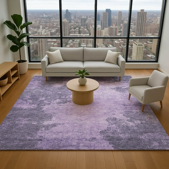 Addison Rugs Mayfield Premium Machine Washable Transitional Abstract Purple Rectangle Rug, 10' x 14'