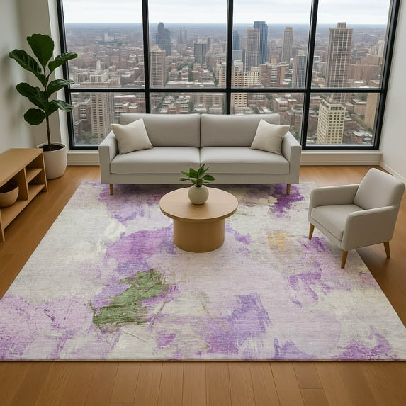 Addison Rugs Mayfield Premium Machine Washable Transitional Abstract Purple Rectangle Rug, 2'6" x 3'10"