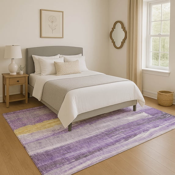 Addison Rugs Mayfield Premium Machine Washable Transitional Abstract Purple Rectangle Rug, 2'6" x 3'10"