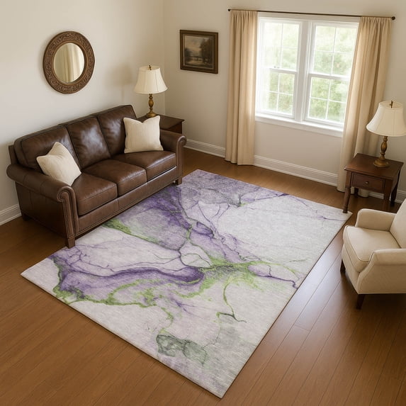 Addison Rugs Mayfield Premium Machine Washable Transitional Abstract Purple Rectangle Rug, 3' x 5'