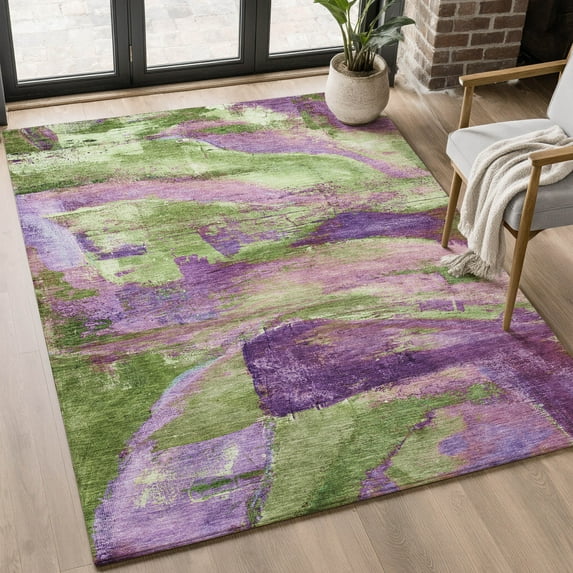 Addison Rugs Mayfield Premium Machine Washable Transitional Abstract Purple Rectangle Rug, 3' x 5'