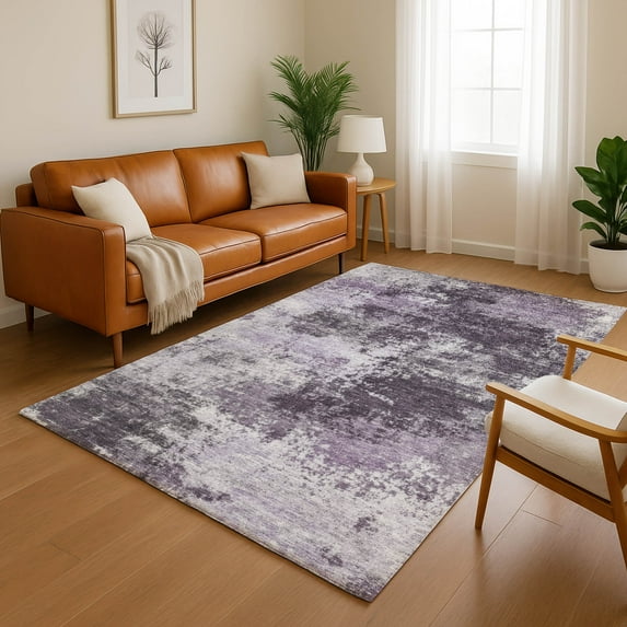 Addison Rugs Mayfield Premium Machine Washable Transitional Abstract Purple Rectangle Rug, 3' x 5'