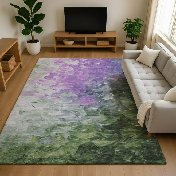 Addison Rugs Mayfield Premium Machine Washable Transitional Abstract Purple Rectangle Rug, 3' x 5'