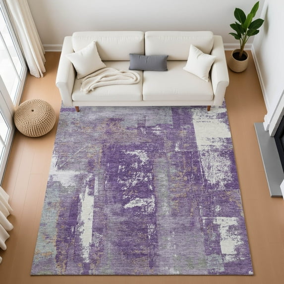 Addison Rugs Mayfield Premium Machine Washable Transitional Abstract Purple Rectangle Rug, 5' x 7'6"