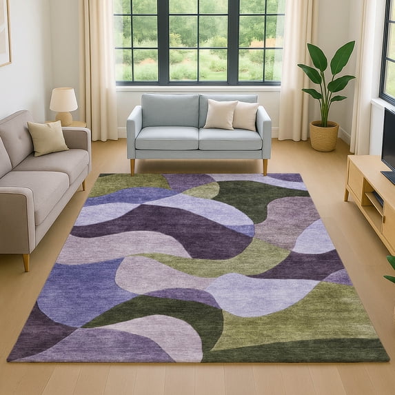 Addison Rugs Mayfield Premium Machine Washable Transitional Abstract Purple Rectangle Rug, 8' x 10'