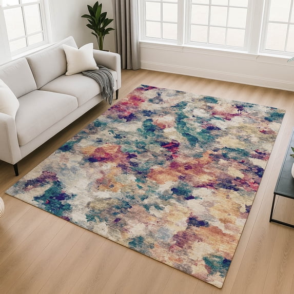 Addison Rugs Mayfield Premium Machine Washable Transitional Abstract Putty Rectangle Rug, 8' x 10'