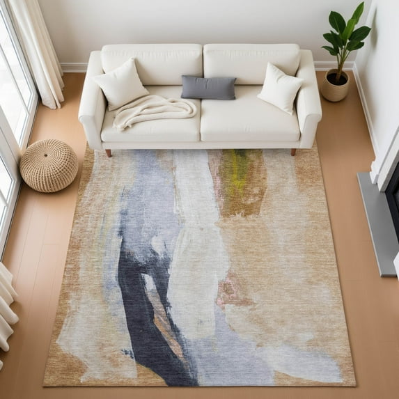 Addison Rugs Mayfield Premium Machine Washable Transitional Abstract Putty Rectangle Rug, 8' x 10'