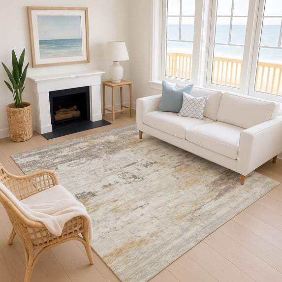 Addison Rugs Mayfield Premium Machine Washable Transitional Abstract Putty Rectangle Rug, 8' x 10'
