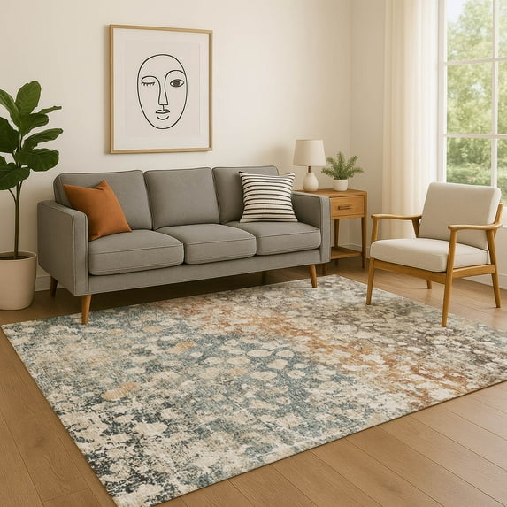 Addison Rugs Mayfield Premium Machine Washable Transitional Abstract Putty Rectangle Rug, 9' x 12'