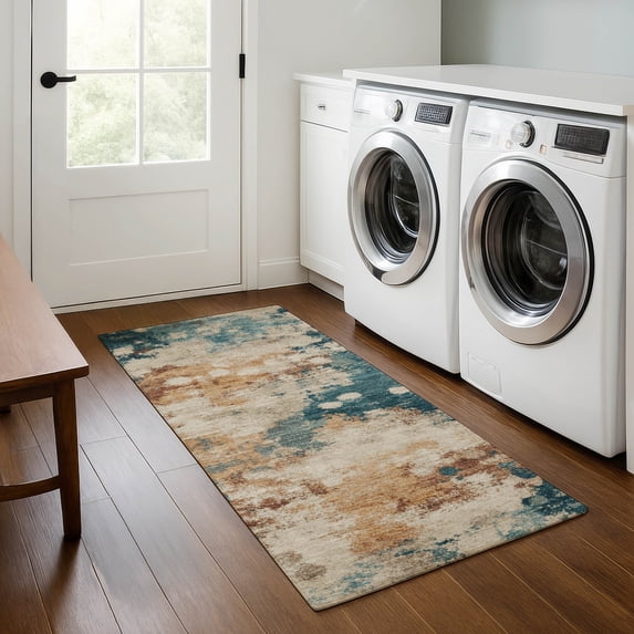 Addison Rugs Mayfield Premium Machine Washable Transitional Abstract Putty Runner Rug, 2'3" x 7'6"