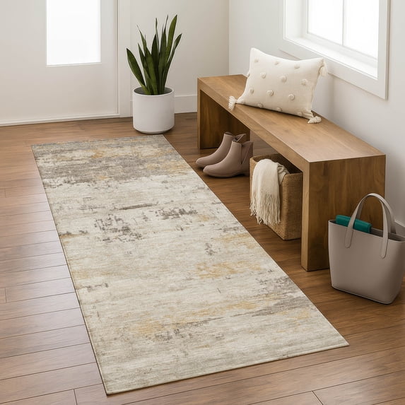 Addison Rugs Mayfield Premium Machine Washable Transitional Abstract Putty Runner Rug, 2'3" x 7'6"