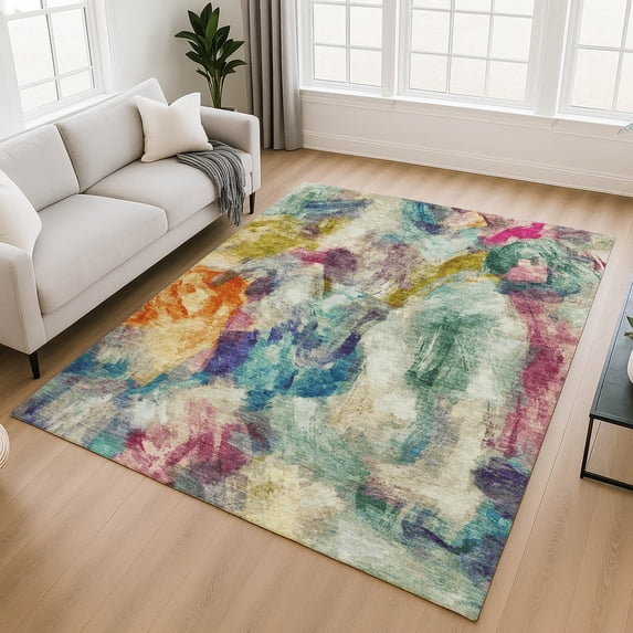 Addison Rugs Mayfield Premium Machine Washable Transitional Abstract Sage Rectangle Rug, 10' x 14'