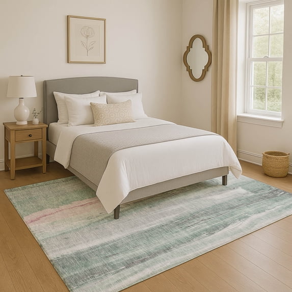 Addison Rugs Mayfield Premium Machine Washable Transitional Abstract Sage Rectangle Rug, 2'6" x 3'10"