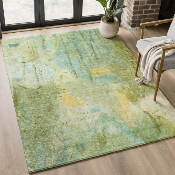 Addison Rugs Mayfield Premium Machine Washable Transitional Abstract Sage Rectangle Rug, 3' x 5'