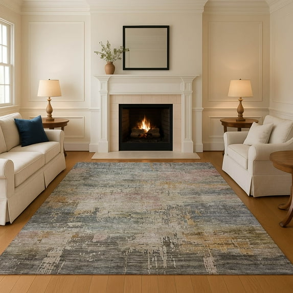 Addison Rugs Mayfield Premium Machine Washable Transitional Abstract Sage Rectangle Rug, 5' x 7'6"