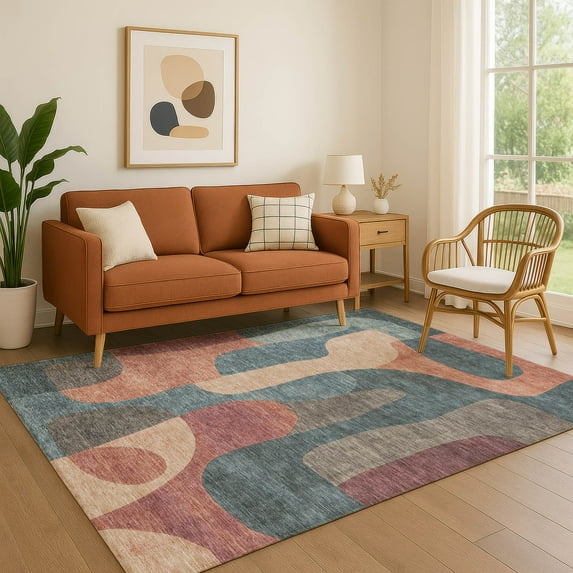 Addison Rugs Mayfield Premium Machine Washable Transitional Abstract Sage Rectangle Rug, 5' x 7'6"
