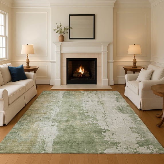 Addison Rugs Mayfield Premium Machine Washable Transitional Abstract Sage Rectangle Rug, 8' x 10'