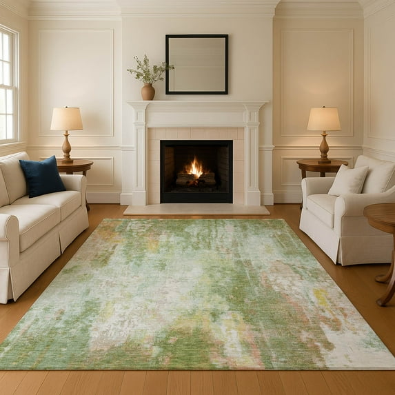 Addison Rugs Mayfield Premium Machine Washable Transitional Abstract Sage Rectangle Rug, 8' x 10'