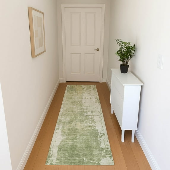 Addison Rugs Mayfield Premium Machine Washable Transitional Abstract Sage Runner Rug, 2'3" x 7'6"