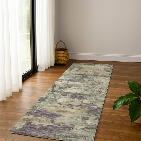 Addison Rugs Mayfield Premium Machine Washable Transitional Abstract Sage Runner Rug, 2'3" x 7'6"