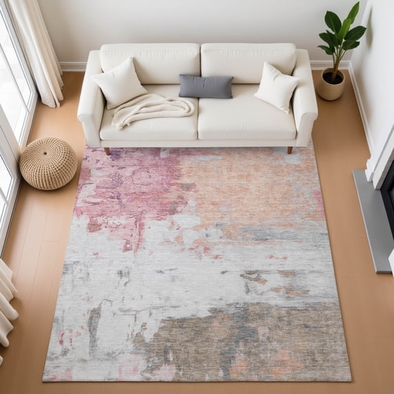 Addison Rugs Mayfield Premium Machine Washable Transitional Abstract Salmon Rectangle Rug, 2'6" x 3'10"